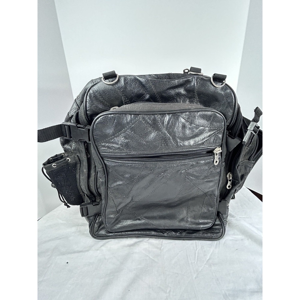 Diamond‎ Plate Buffalo Leather Motorcycle Storage Bag Luggage